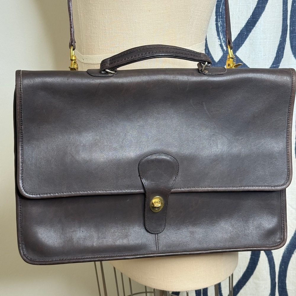 COACH Vintage Mahogany Brown Leather Top Handle Briefcase/Messenger Bag #7425 - Picture 2 of 15